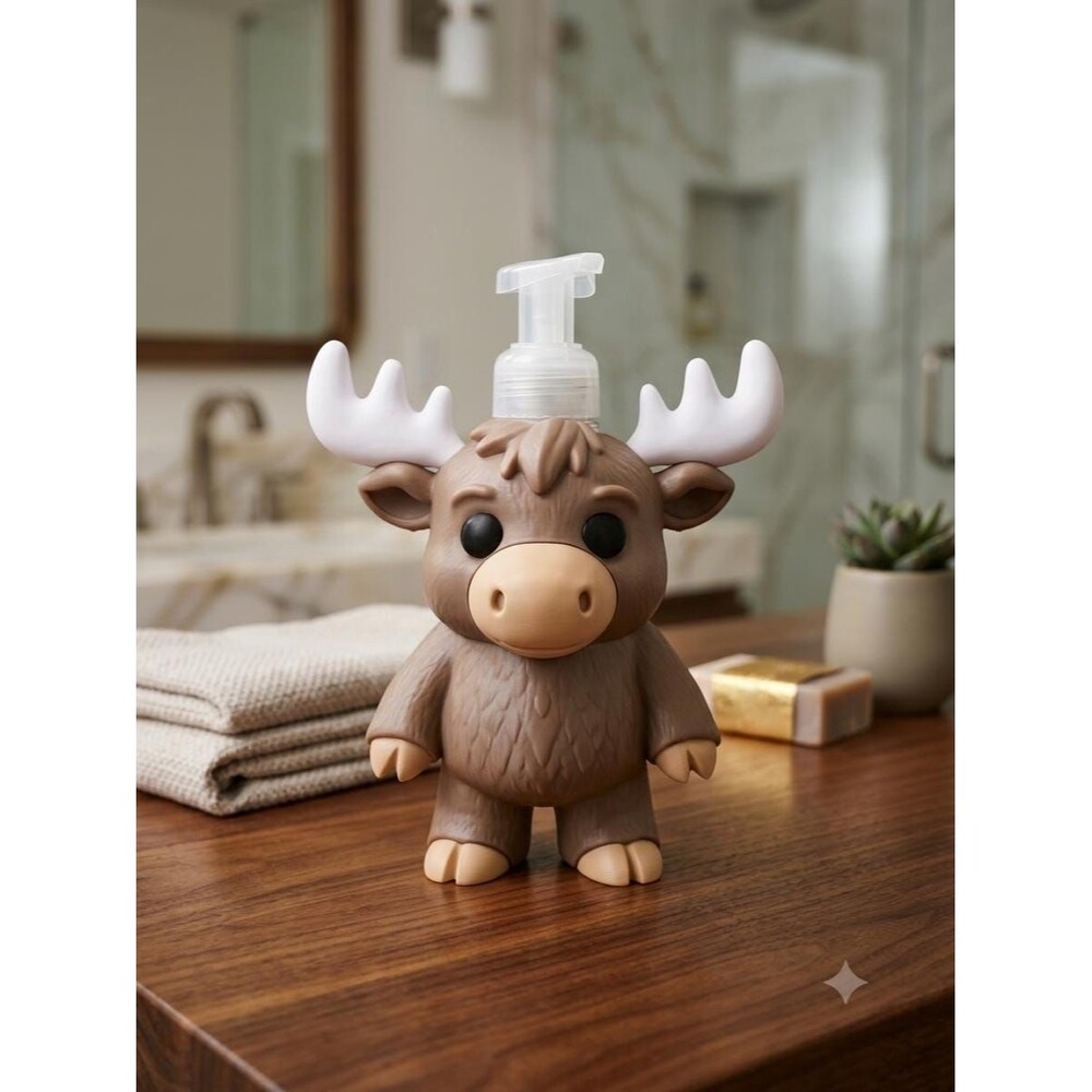 Moose Soap Pump Dispenser, Whimsical Animal Bathroom Decor, Farmhouse Kids Nurse
